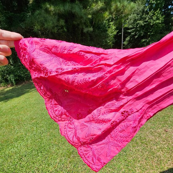 Vintage Plus Size 26 Hot Pink Lace Bell Sleeve Blazer Suit Jacket by Elizeh - Picture 4 of 12